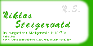 miklos steigervald business card